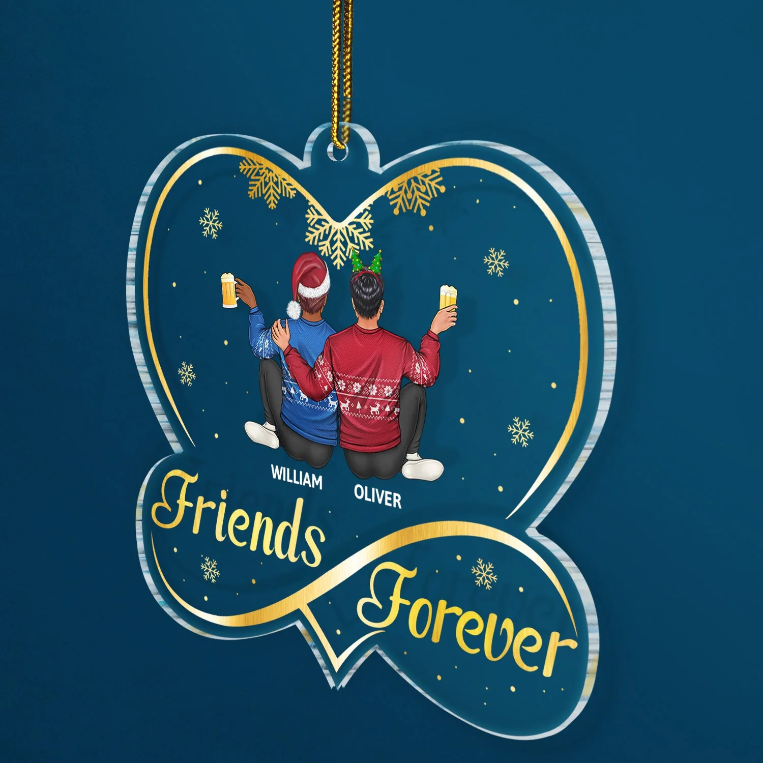 Besties Forever - Christmas Gifts For Best Friends, Sisters - Personalized Custom Shaped Acrylic Ornament - Image 2