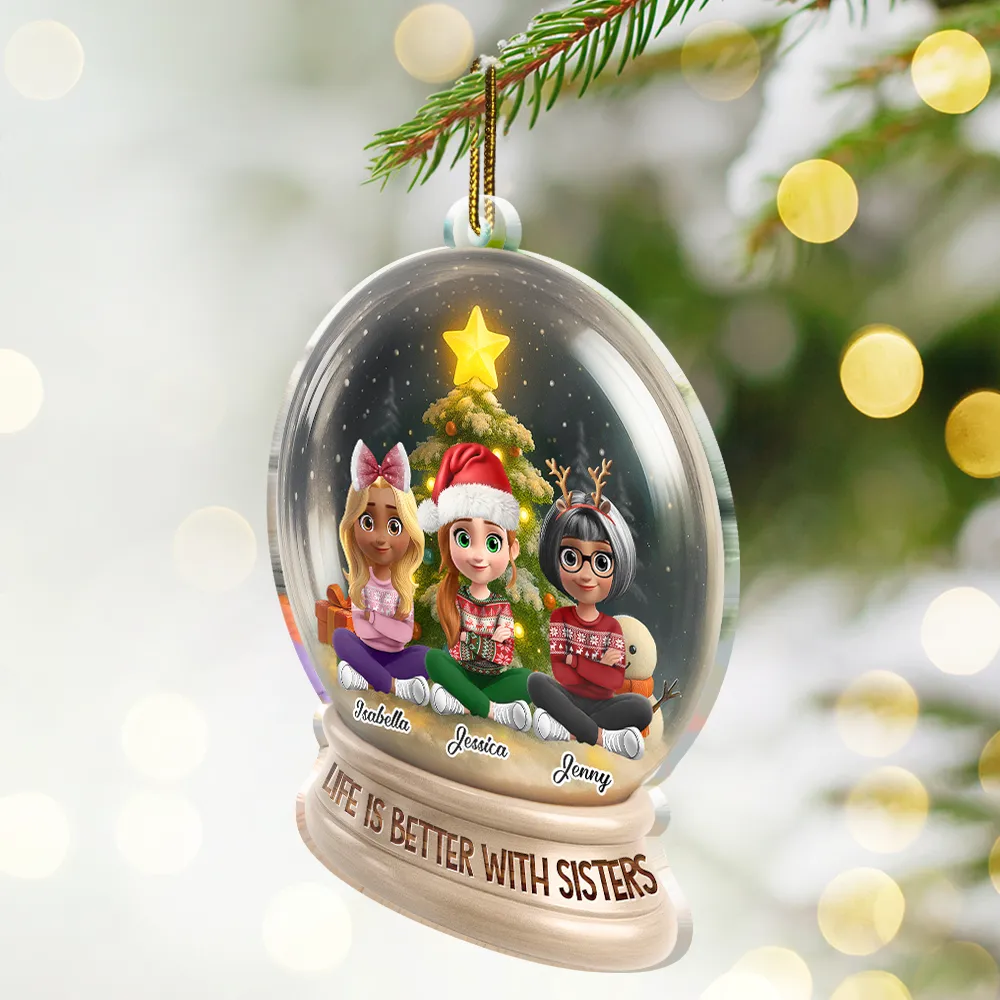 Besties Forever Funny 3D Cartoon Christmas - Personalized Custom Shaped Acrylic Ornament - Image 2