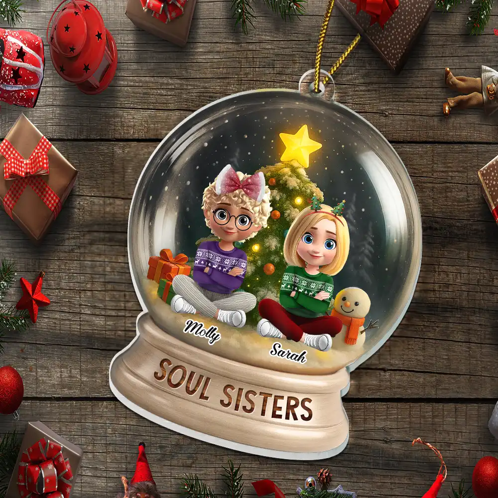 Besties Forever Funny 3D Cartoon Christmas - Personalized Custom Shaped Acrylic Ornament - Image 5