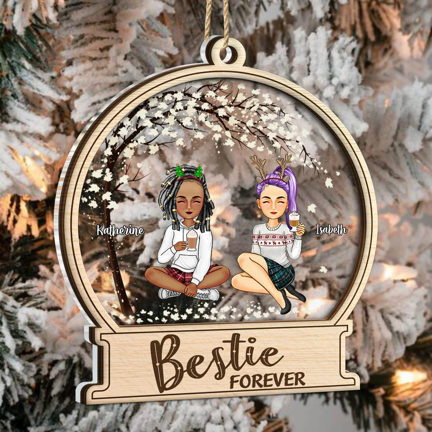 Besties Forever - Gift For Besties - Personalized 2-Layered Mix Ornament - Image 3