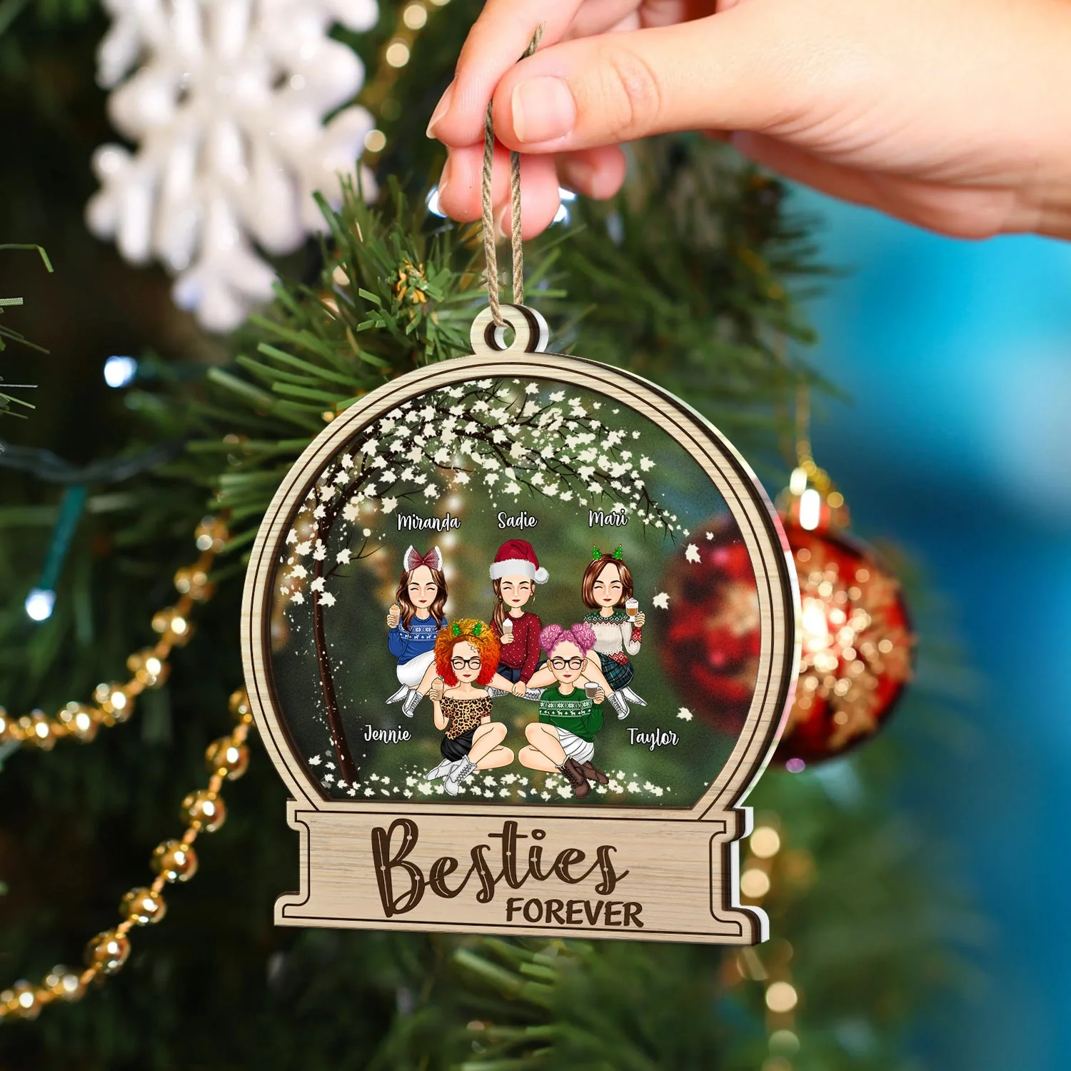 Besties Forever - Gift For Besties - Personalized 2-Layered Mix Ornament - Image 4