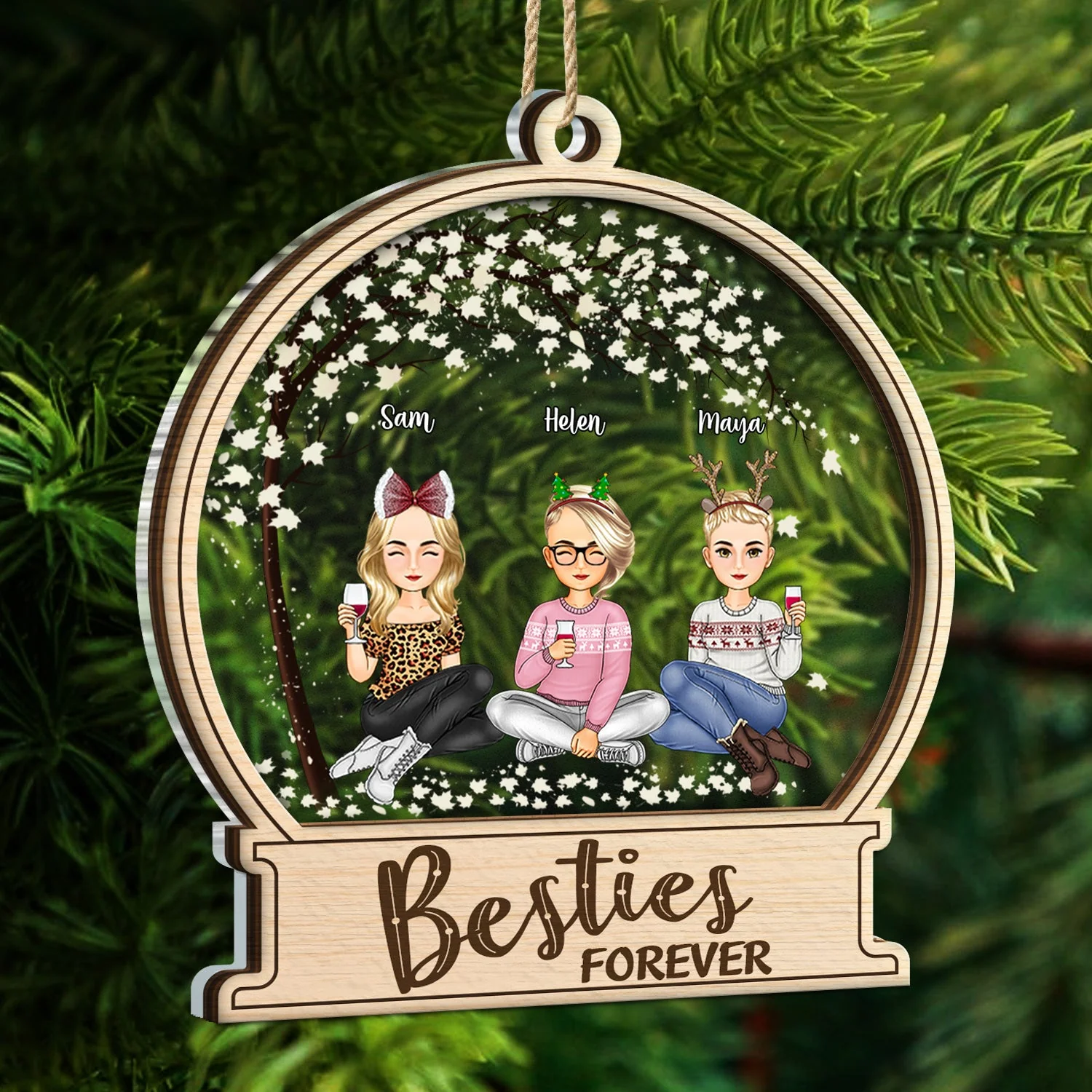 Besties Forever - Gift For Besties - Personalized 2-Layered Mix Ornament - Image 5