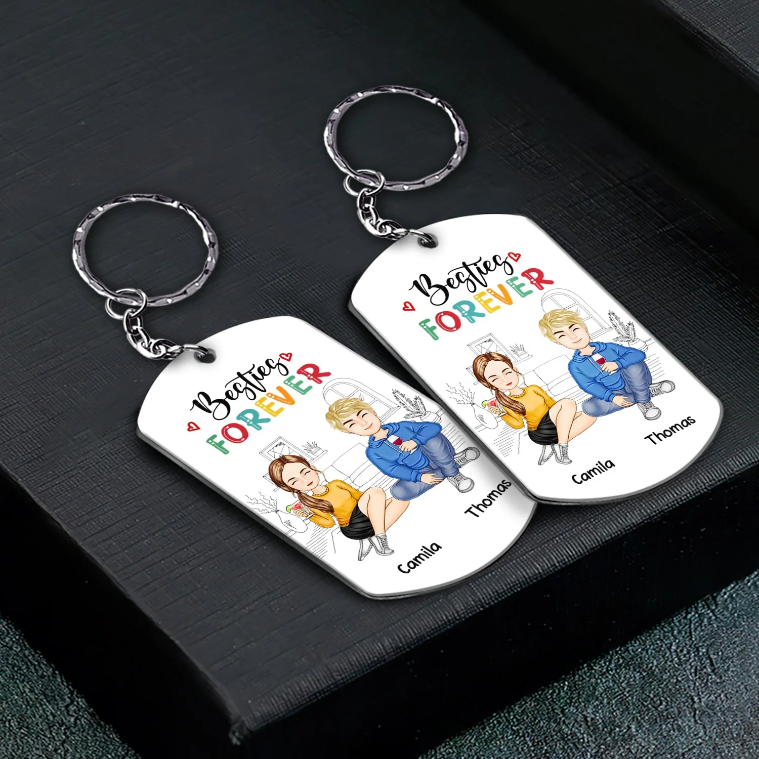 Besties Forever - Gift For Besties - Personalized Aluminum Keychain - Image 2