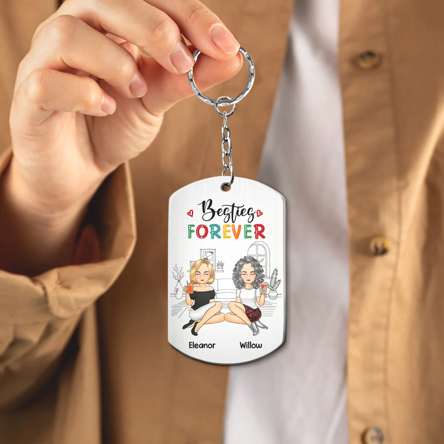 Besties Forever - Gift For Besties - Personalized Aluminum Keychain - Image 4