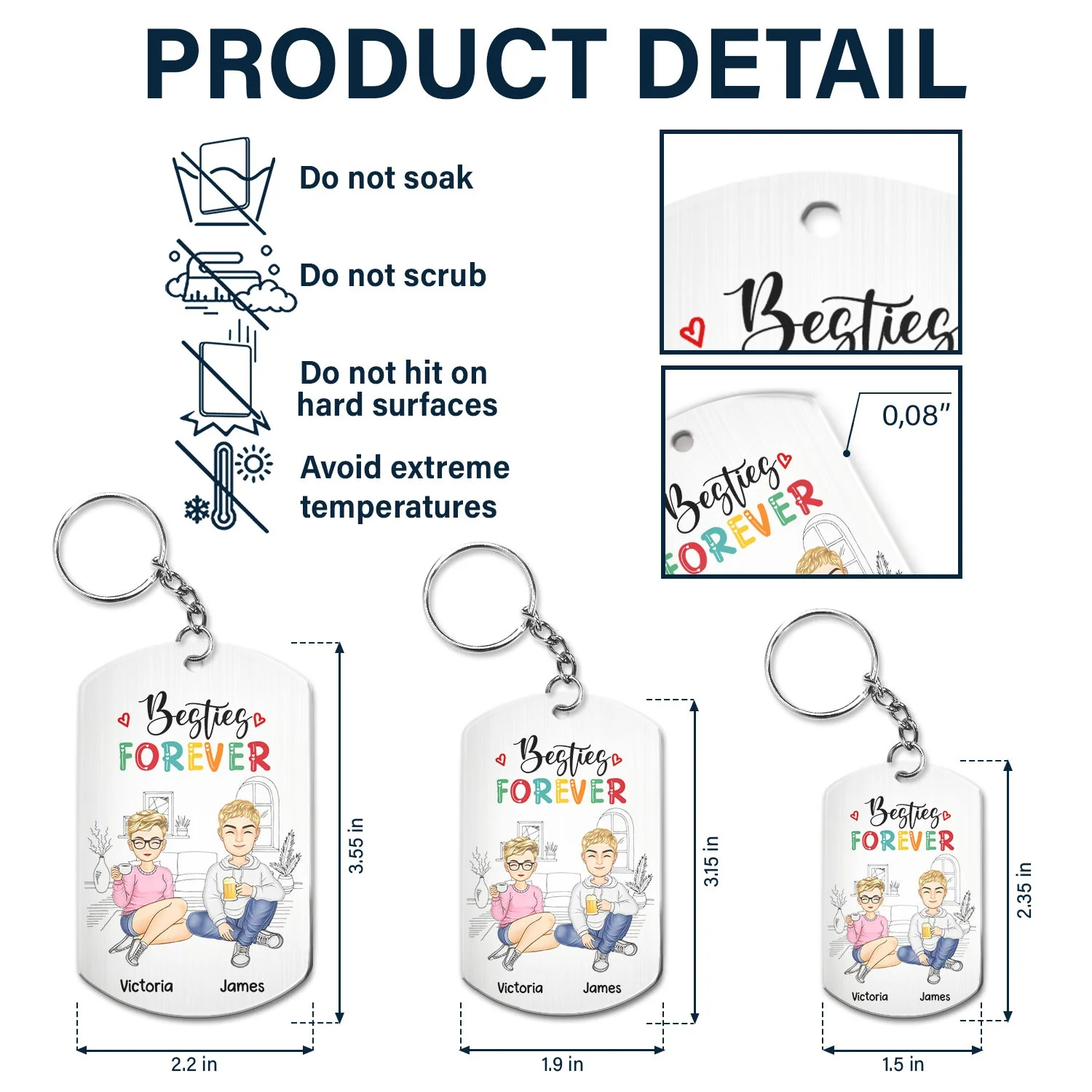 Besties Forever - Gift For Besties - Personalized Aluminum Keychain - Image 5