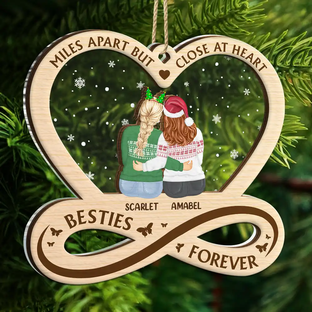 Besties Forever Not Sisters By Blood But Sisters By Heart - Personalized 2-Layered Mix Ornament - Image 5