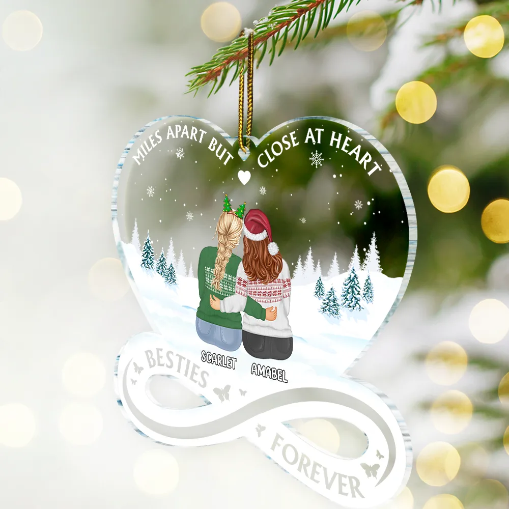 Besties Forever Not Sisters By Blood But Sisters By Heart - Personalized Custom Shaped Acrylic Ornament - Image 2