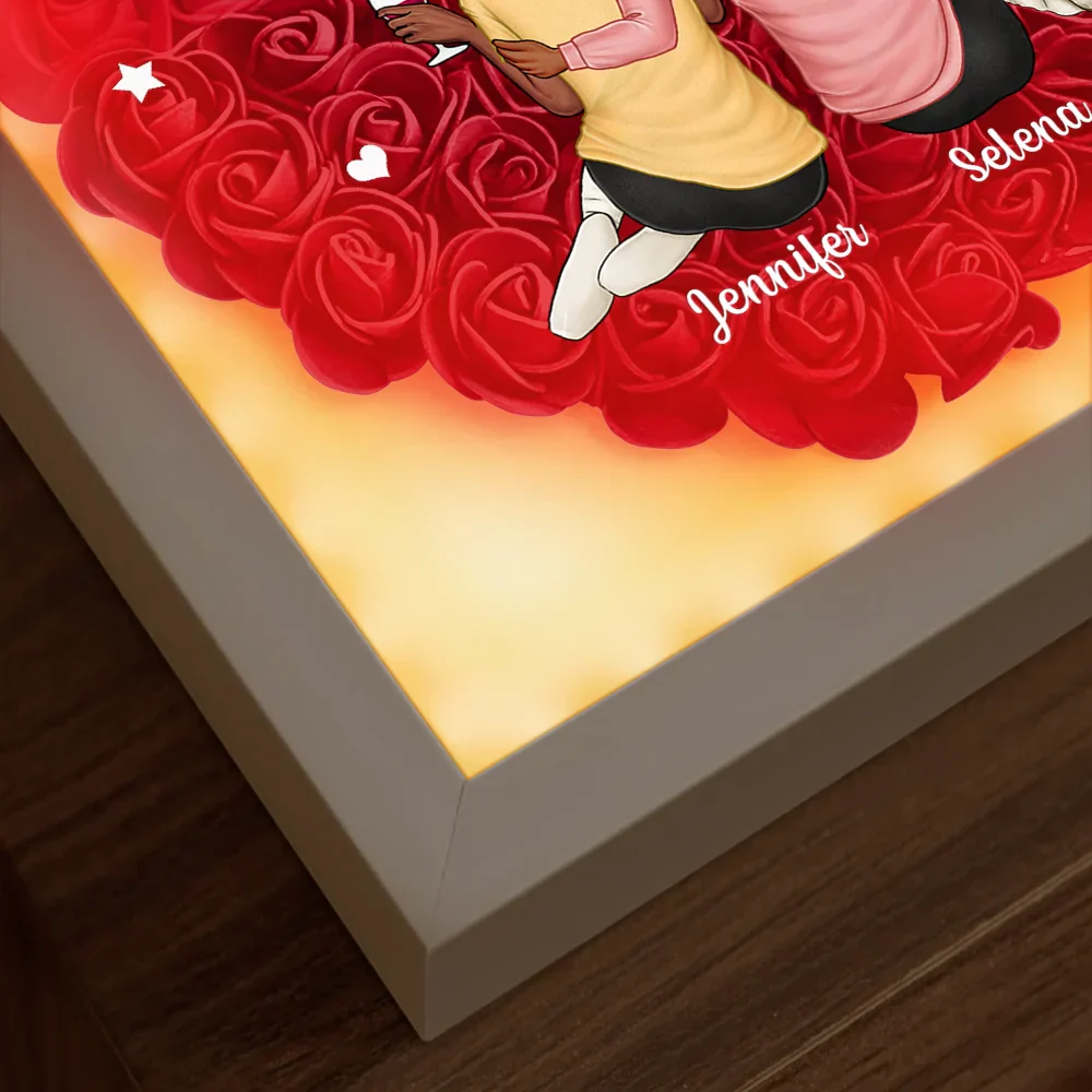 Besties Forever Our Friendship Is Endless - Personalized LED Light Flower Shadow Box - Image 5