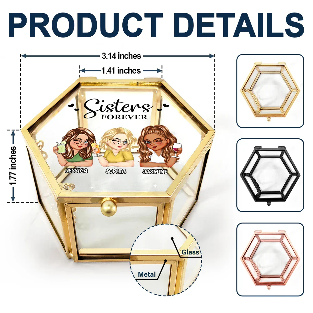 Besties Forever - Personalized Glass Jewelry Box - Image 6