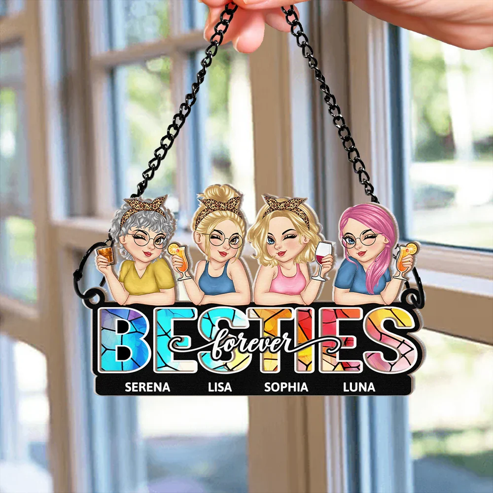 Besties Forever - Personalized Window Hanging Suncatcher Ornament - Image 2