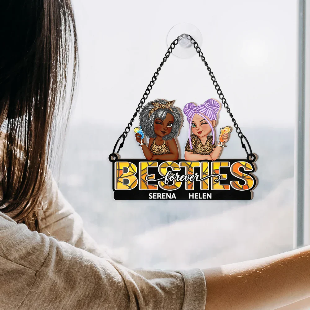 Besties Forever - Personalized Window Hanging Suncatcher Ornament - Image 4