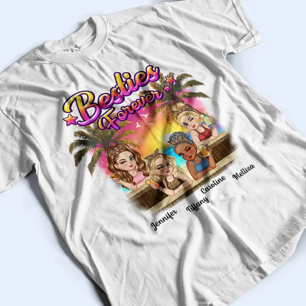 Besties Forever Summer Beach Vibe - Personalized T Shirt - Image 3
