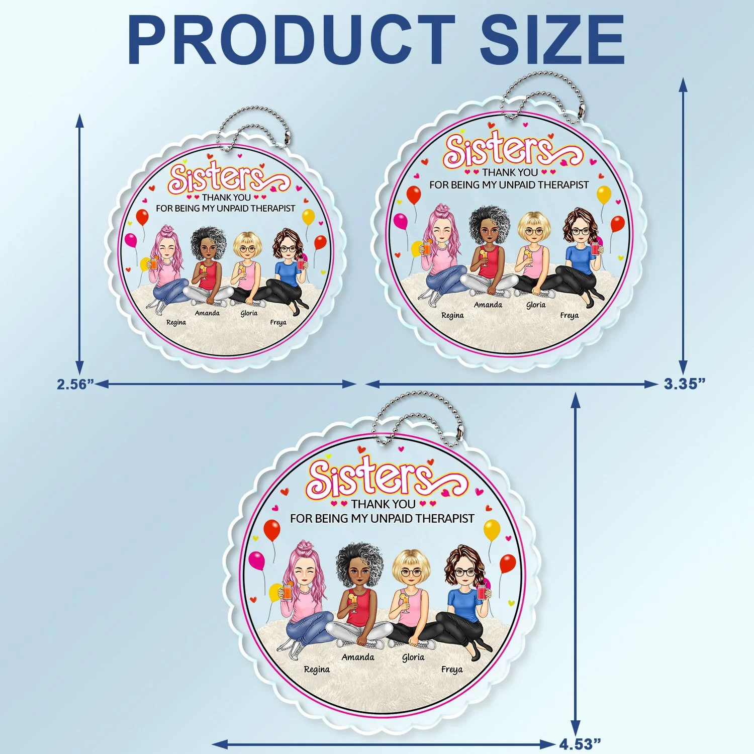 Besties Forever Thank You For Being My Unpaid Therapist - Gift For Bestie, Colleague, Sibling - Personalized Acrylic Car Hanger - Image 4