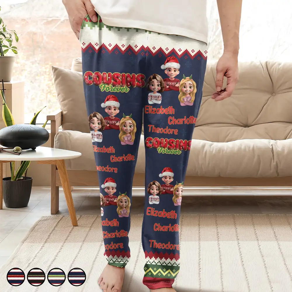 Besties Friends Siblings Forever 3D Effect - Personalized Pajama Pants - Image 2