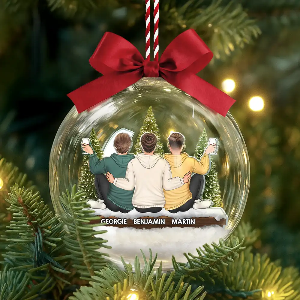 Besties Friends Sisters Together - Personalized 3D Acrylic Ball Ornament - Image 3