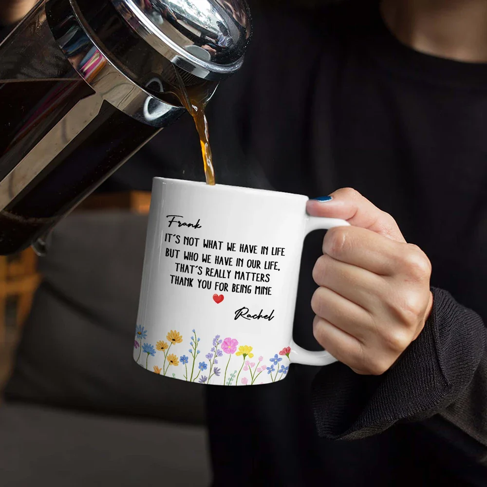 Besties Friendship Thank You For Being In Mine - Personalized White Edge-to-Edge Mug - Image 4