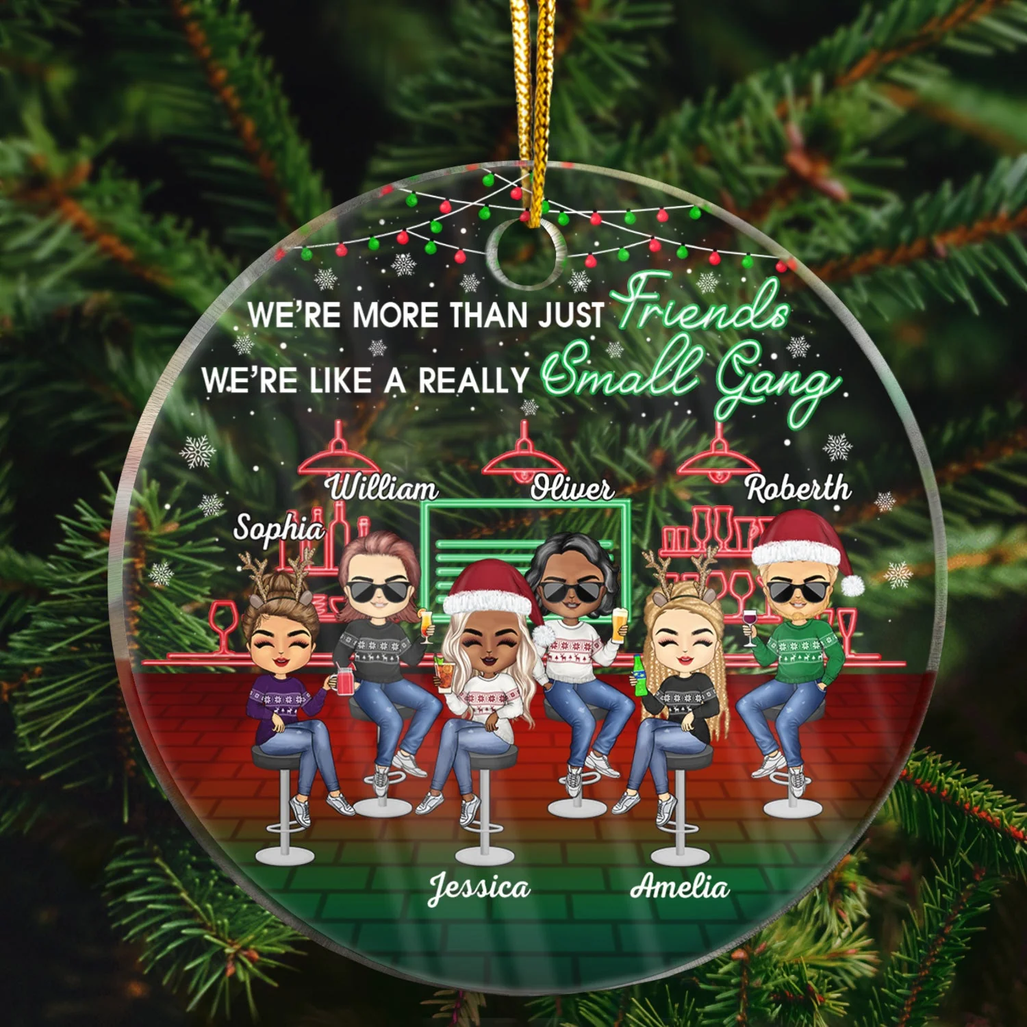 Besties Here's To Another Year Of Bonding Over Alcohol Christmas Best Friends - Bestie BFF Gift - Personalized Custom Circle Acrylic Ornament - Image 2