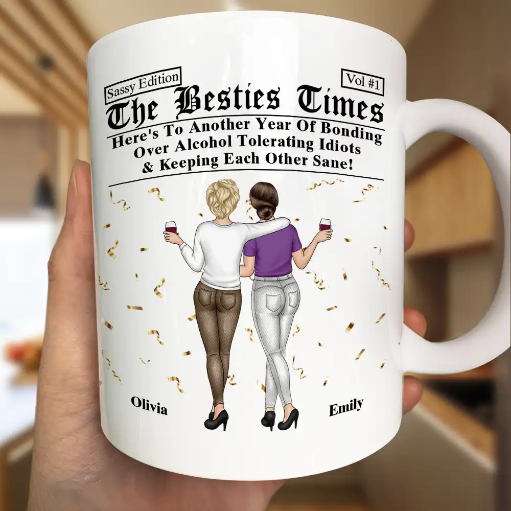 Besties Here's To Another Year Of Us Daily News - Personalized Mug - Image 3