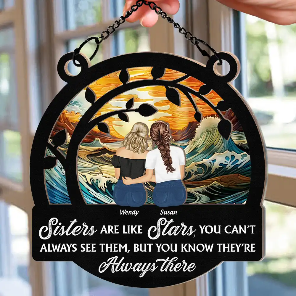 Besties Like Stars You Can't Always See Them - Personalized Window Hanging Suncatcher Ornament - Image 2
