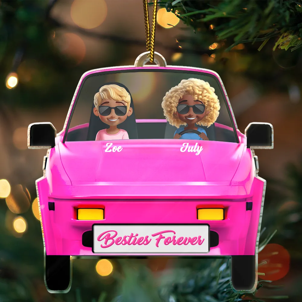 Besties On The Board - Personalized Custom Shaped Acrylic Ornament - Image 3