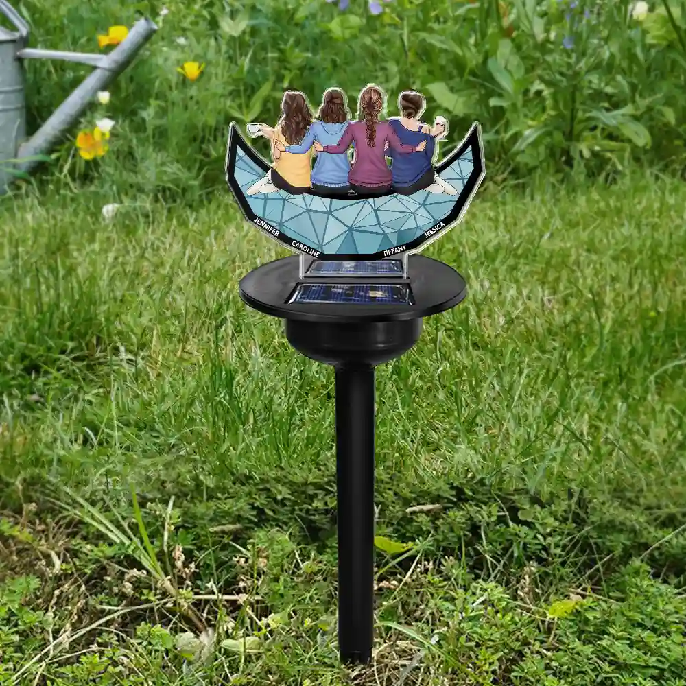 Besties Sister Friend Sitting Together - Personalized Solar Light - Image 4