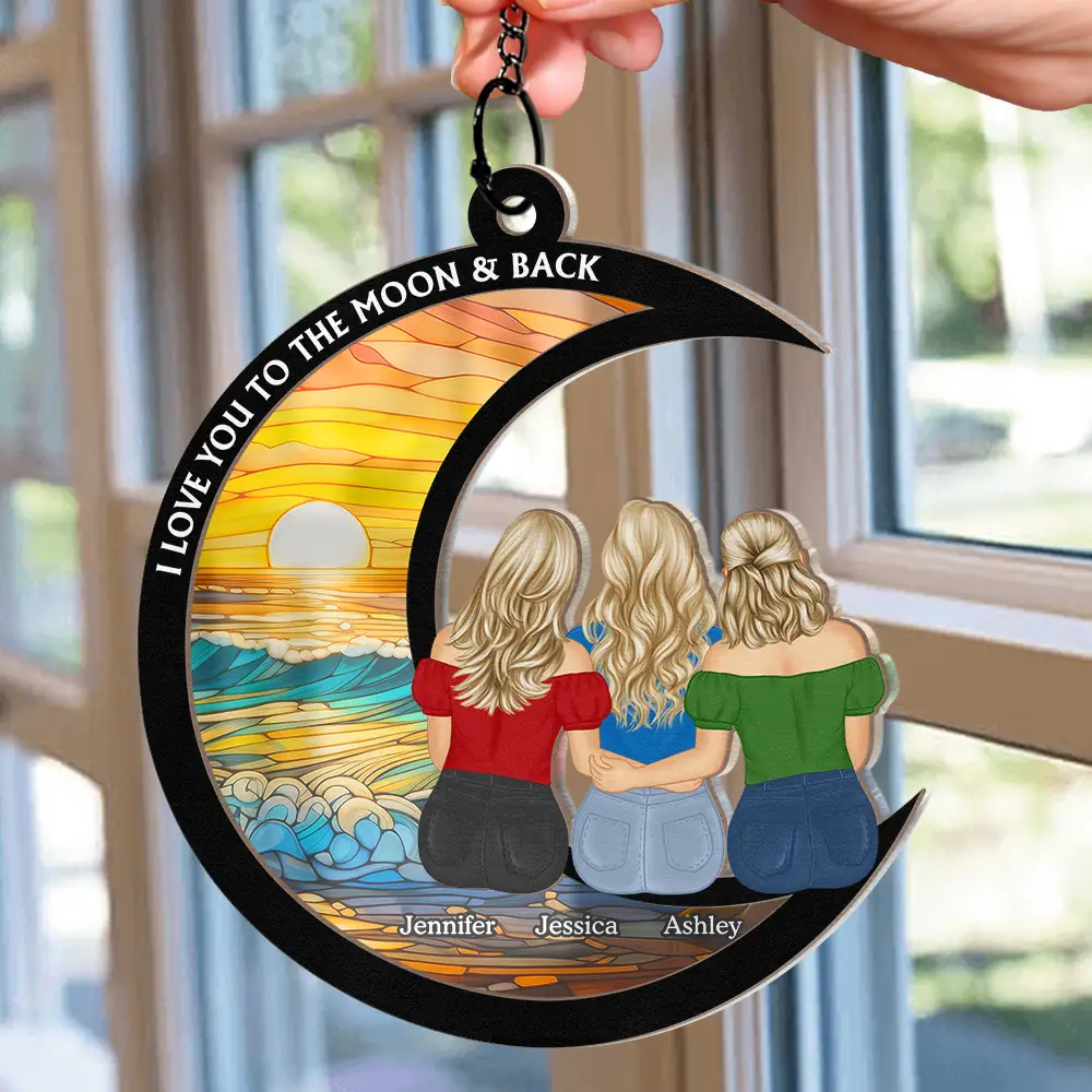 Besties Sisters Are Like Stars Flowers In The Same Garden - Personalized Window Hanging Suncatcher Ornament - Image 2