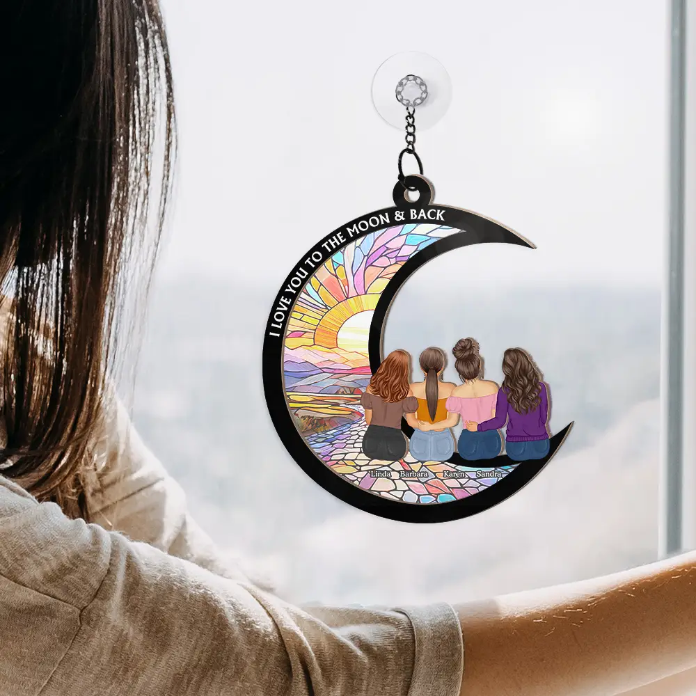 Besties Sisters Are Like Stars Flowers In The Same Garden - Personalized Window Hanging Suncatcher Ornament - Image 4