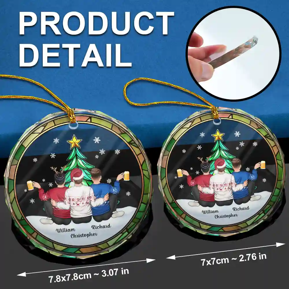 Besties Sisters Brothers By Your Side - Personalized Circle Glass Ornament - Image 6
