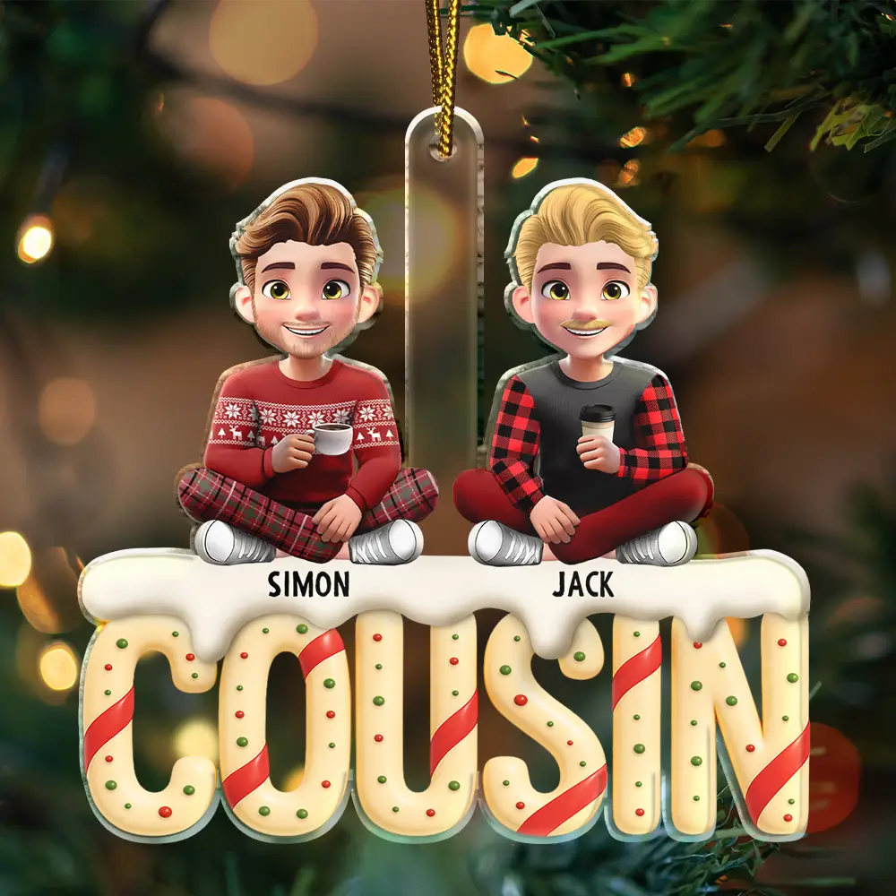 Besties Sisters Colleagues Christmas Tree Cake 3D Effect - Personalized Custom Shaped Acrylic Ornament - Image 3