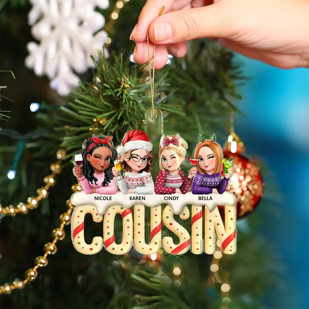 Besties Sisters Colleagues Christmas Tree Cake - Personalized Custom Shaped Acrylic Ornament - Image 4