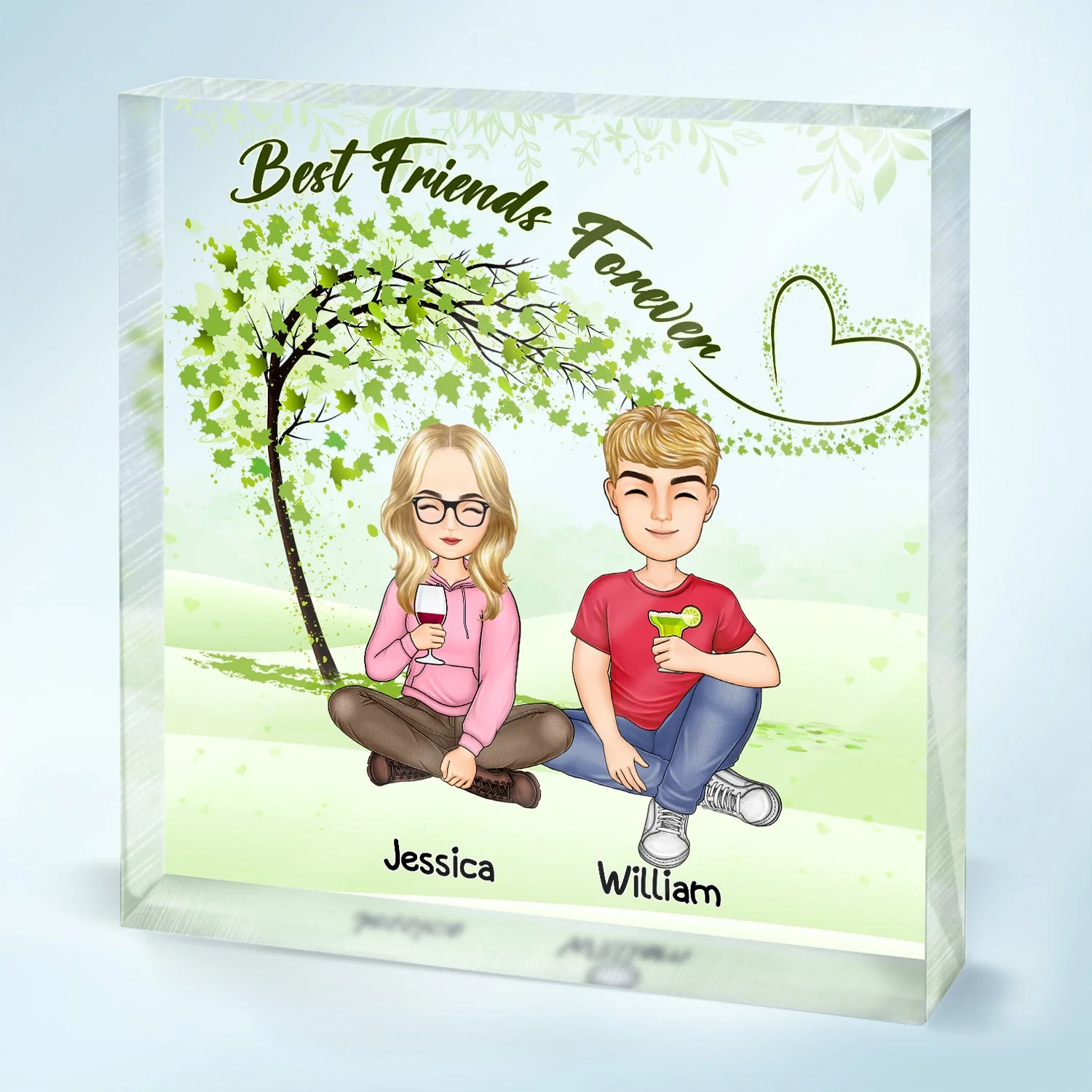 Besties Sisters Forever - Gift For Colleagues, Brothers, Siblings, Best Friends - Personalized Square Shaped Acrylic Plaque - Image 2