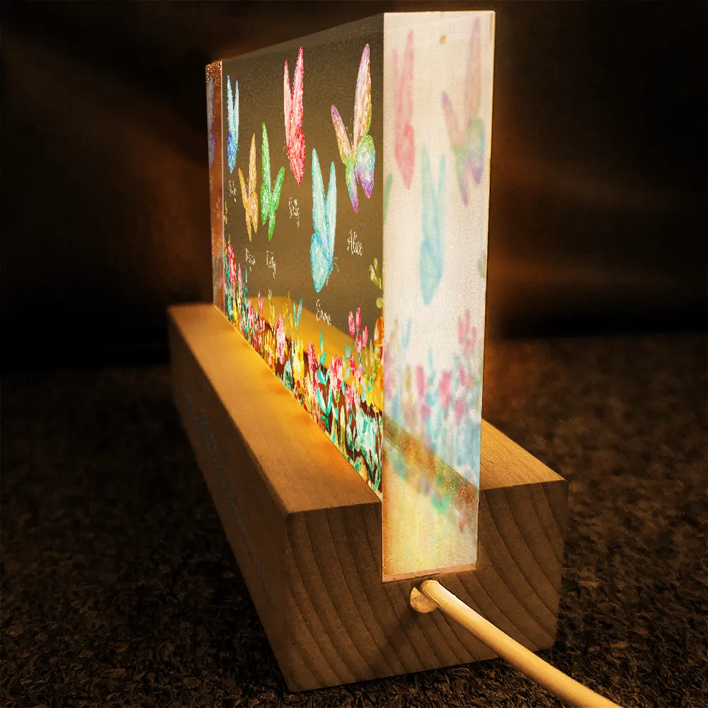 Besties Sisters Friends With Crystal Butterfly Effect - Personalized Rectangle LED Light - Image 4