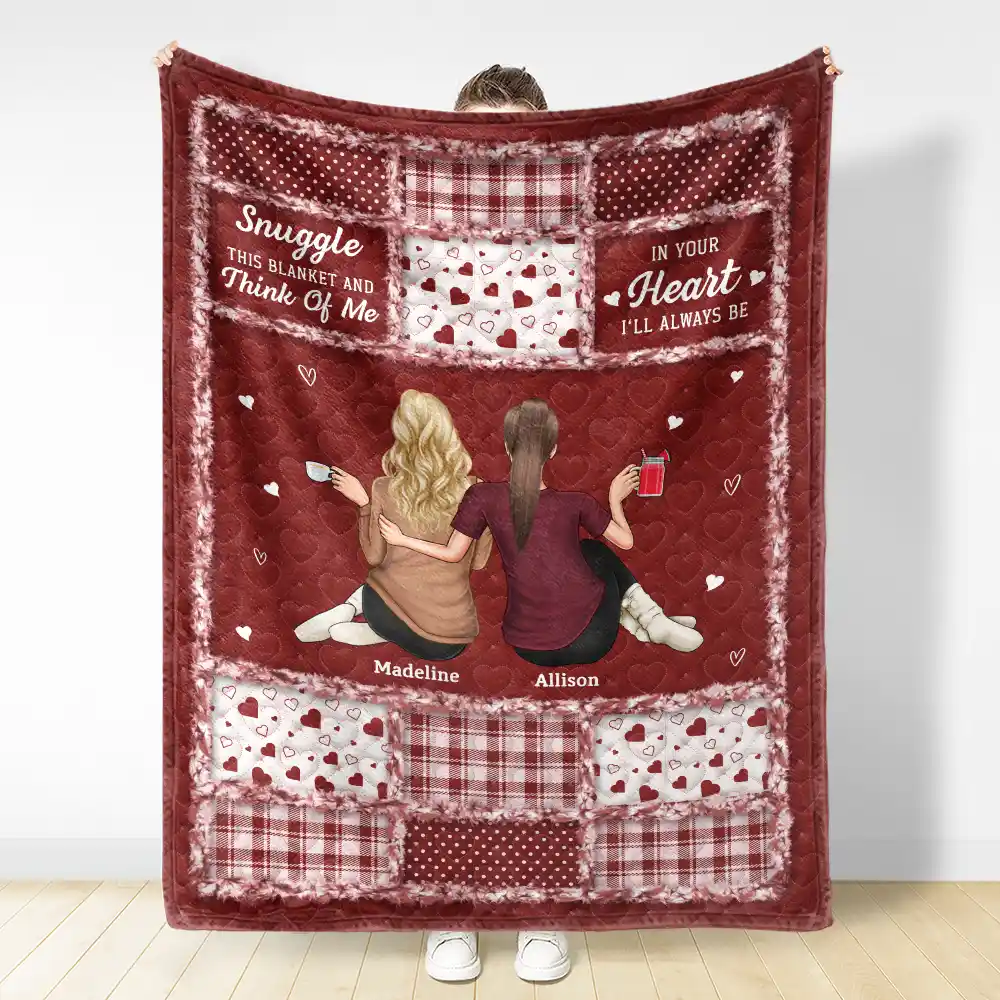 Besties Sisters Hug This Blanket - Personalized Fleece Blanket, Sherpa Blanket - Image 3