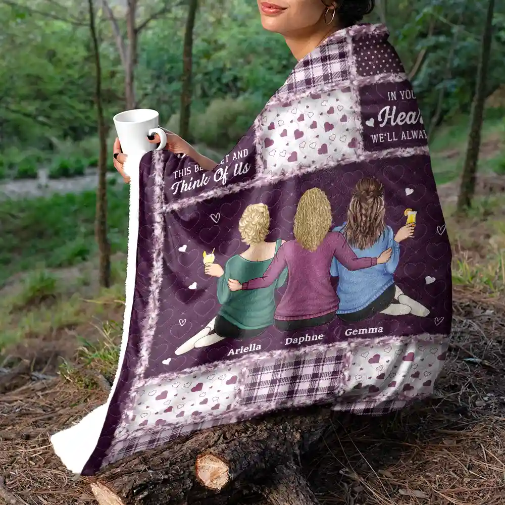 Besties Sisters Hug This Blanket - Personalized Fleece Blanket, Sherpa Blanket - Image 5