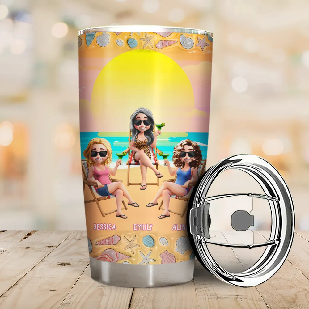 Besties Thank You For Being The Pee In My Pants Beach 3D Effect - Personalized Tumbler - Image 2