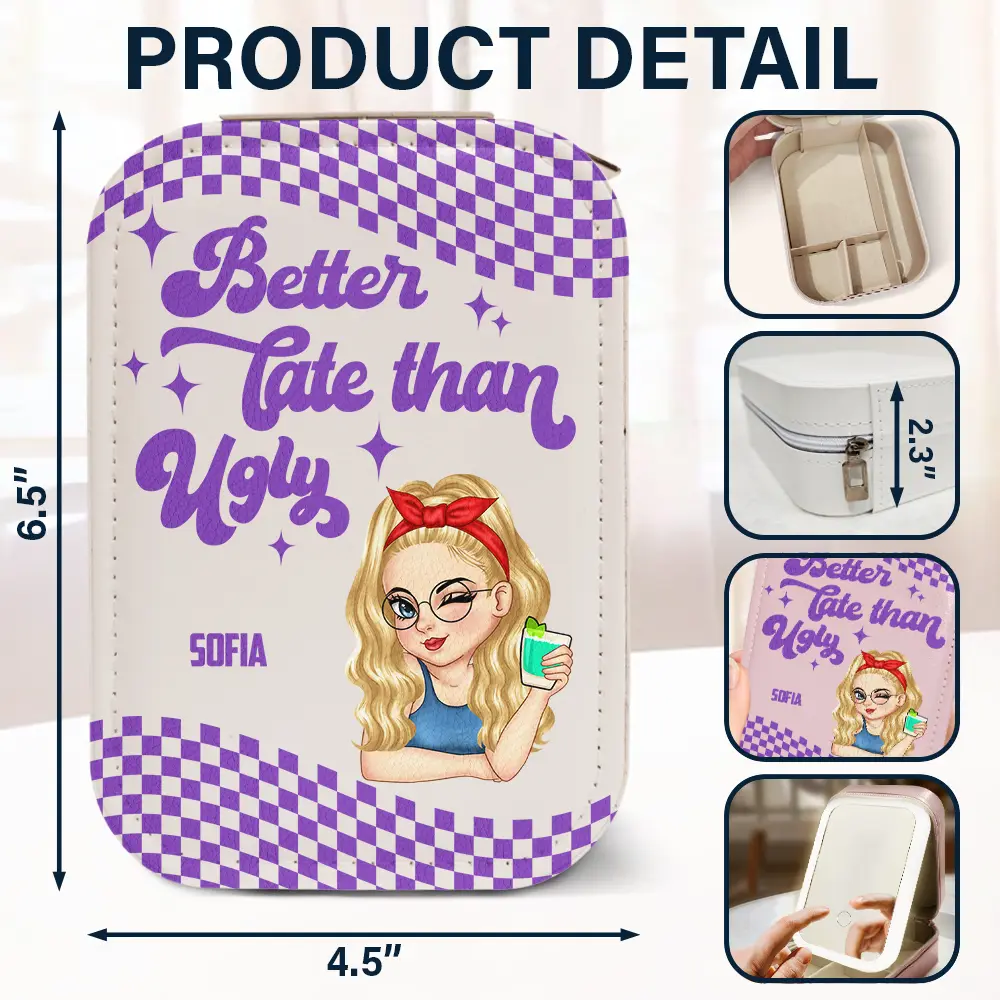Better Late Than Ugly - Personalized Makeup Box With LED Mirror - Image 6