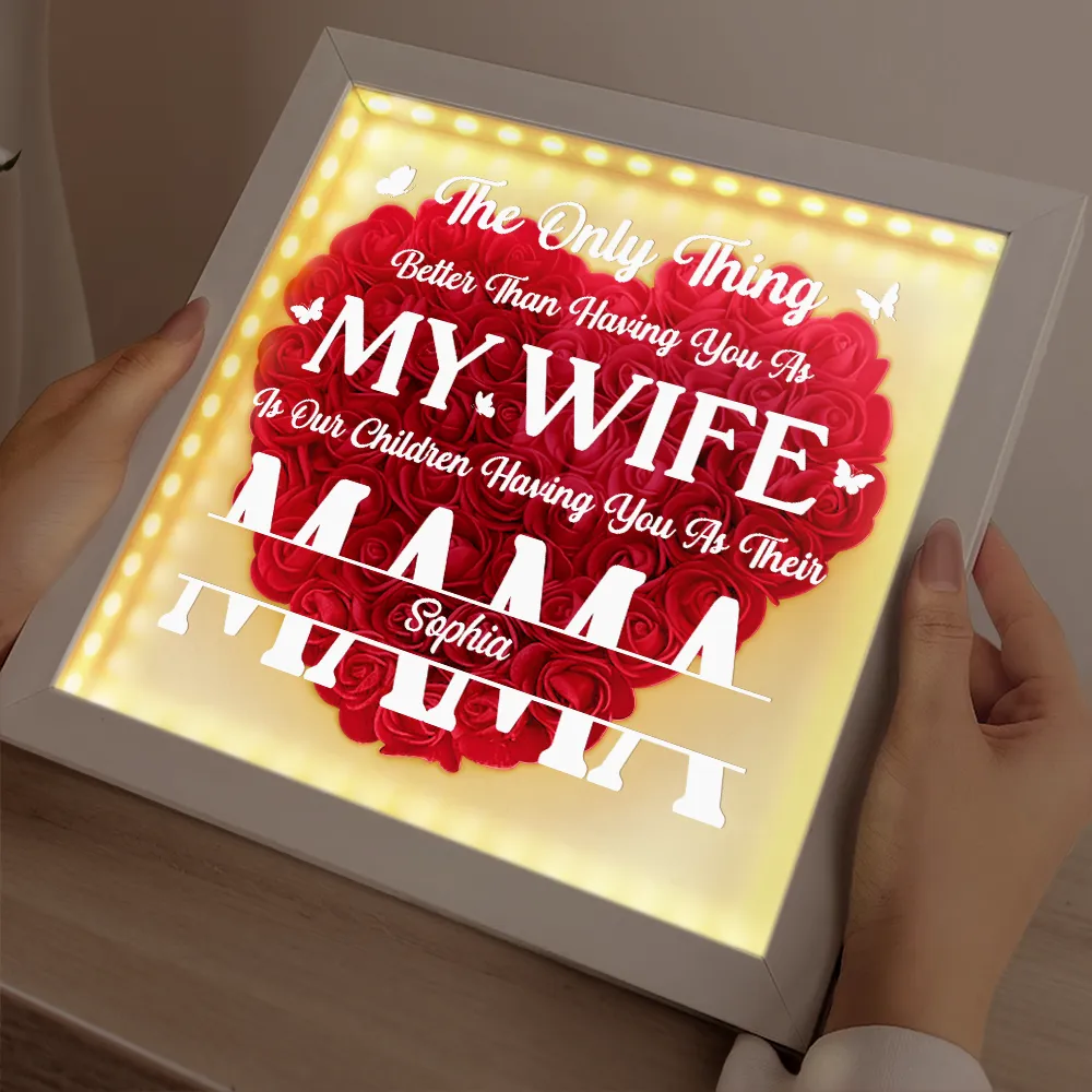 Better Than Having You As My Wife - Personalized LED Light Flower Shadow Box - Image 2