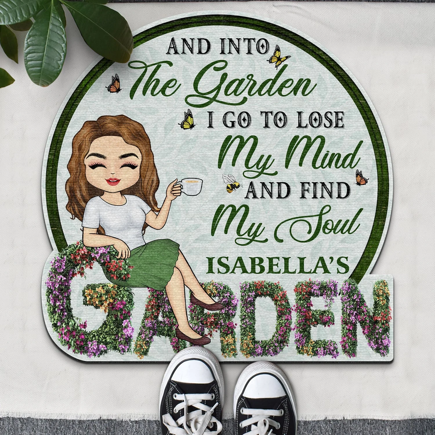 Beware A Crazy Plant Lady Lives Here - Gift For Garden Lovers - Personalized Custom Shaped Doormat - Image 2