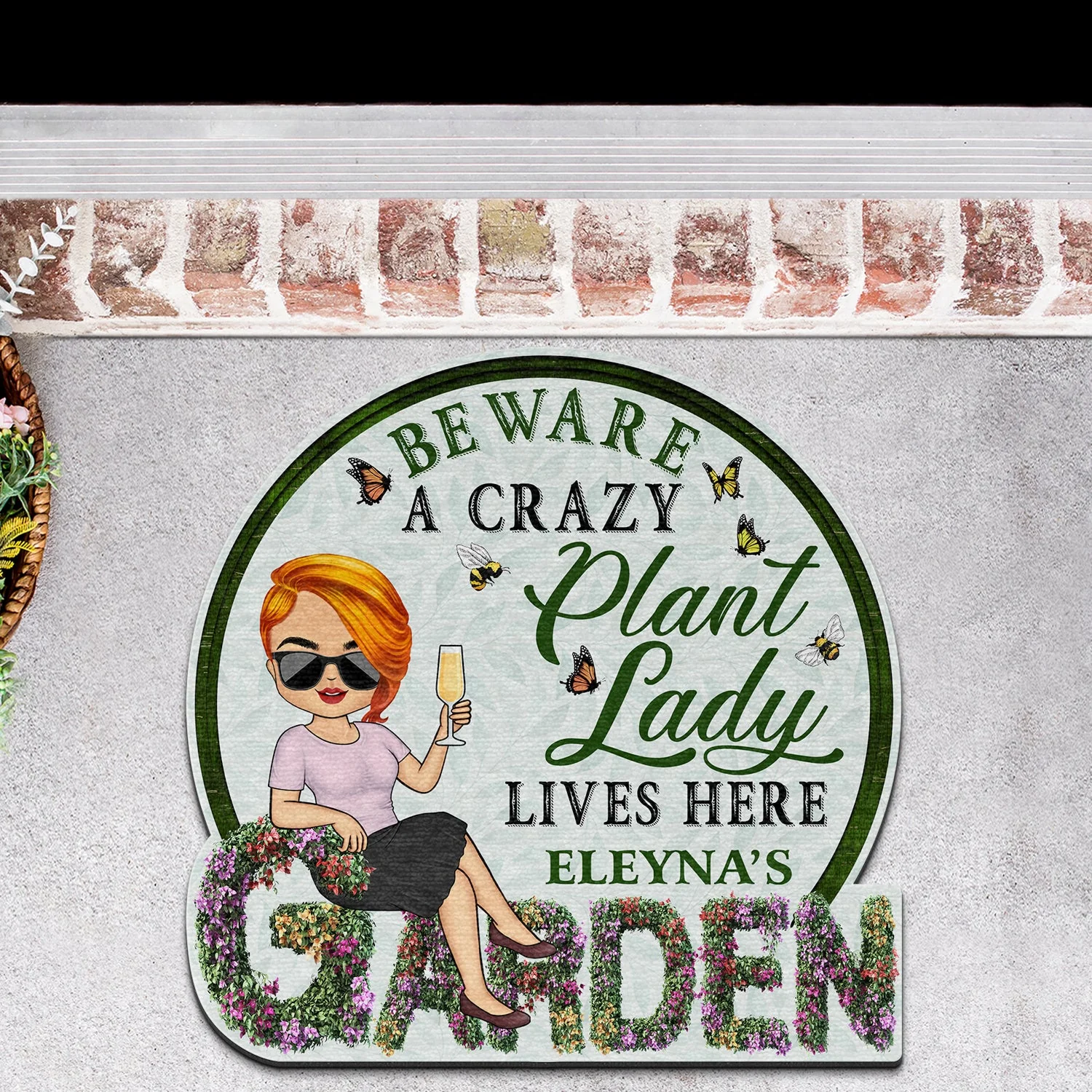 Beware A Crazy Plant Lady Lives Here - Gift For Garden Lovers - Personalized Custom Shaped Doormat - Image 4