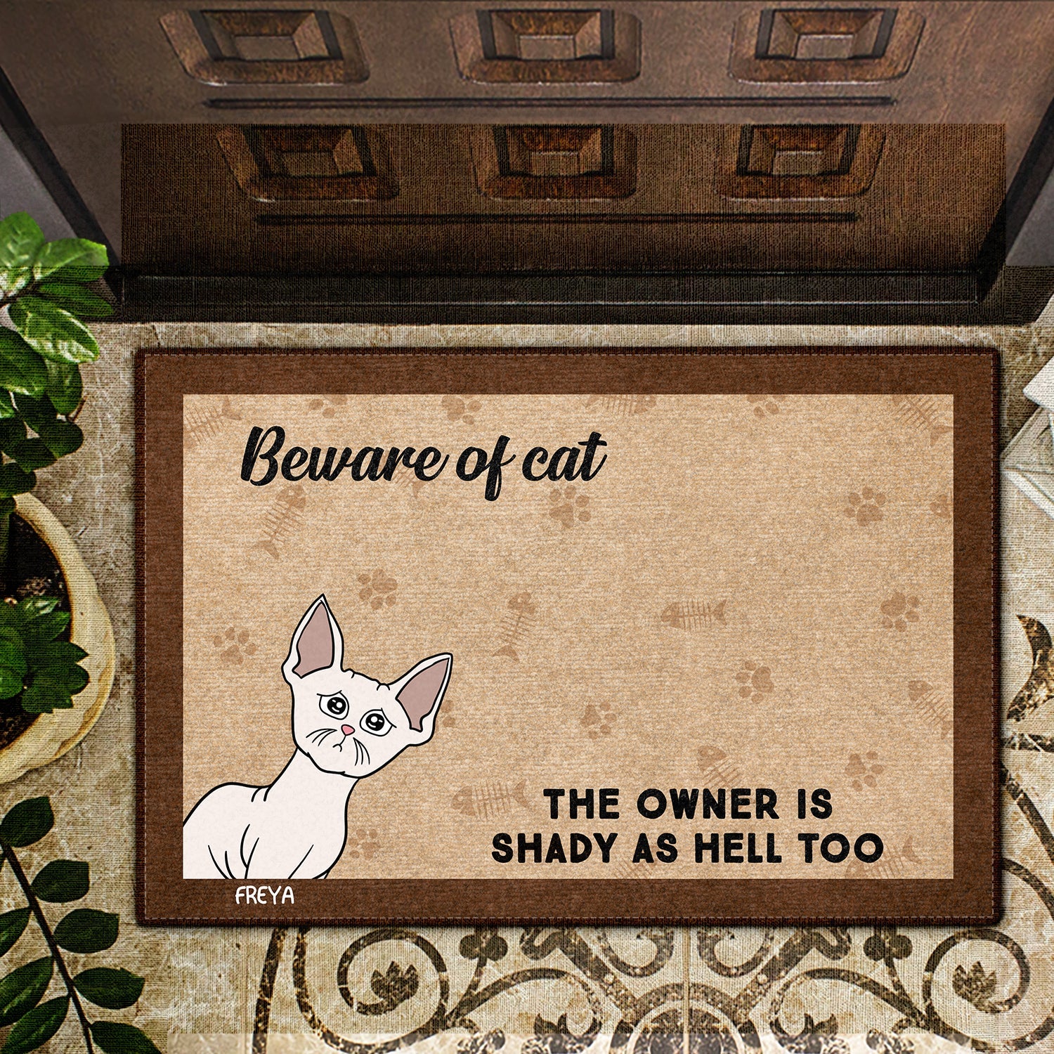 Beware Of Dogs Cats Are Shady - Gift For Pet Lovers - Personalized Doormat - Image 2