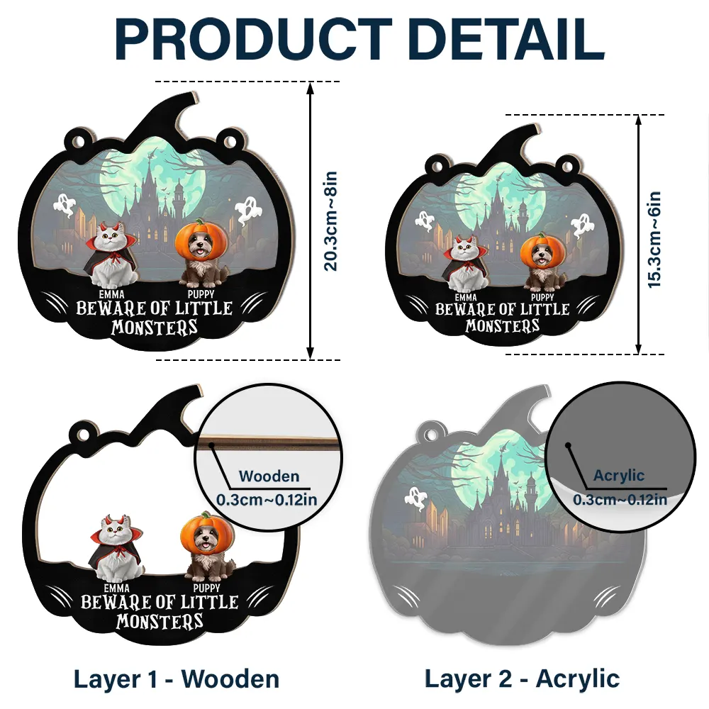 Beware Of Little Woofsters & Meownsters - Personalized Window Hanging Suncatcher Ornament - Image 5