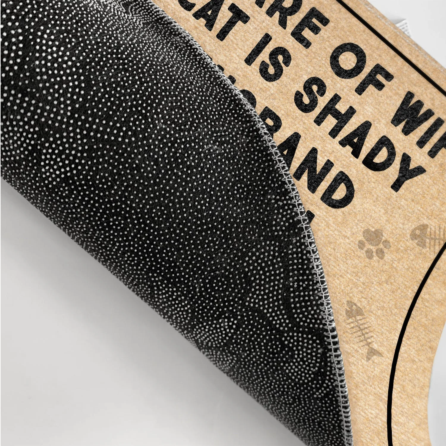 Beware Of Wife Cats Are Shady Husband Is Cool Funny Cartoon Cat - Gift For Cat Lovers, Couples - Personalized Doormat - Image 3