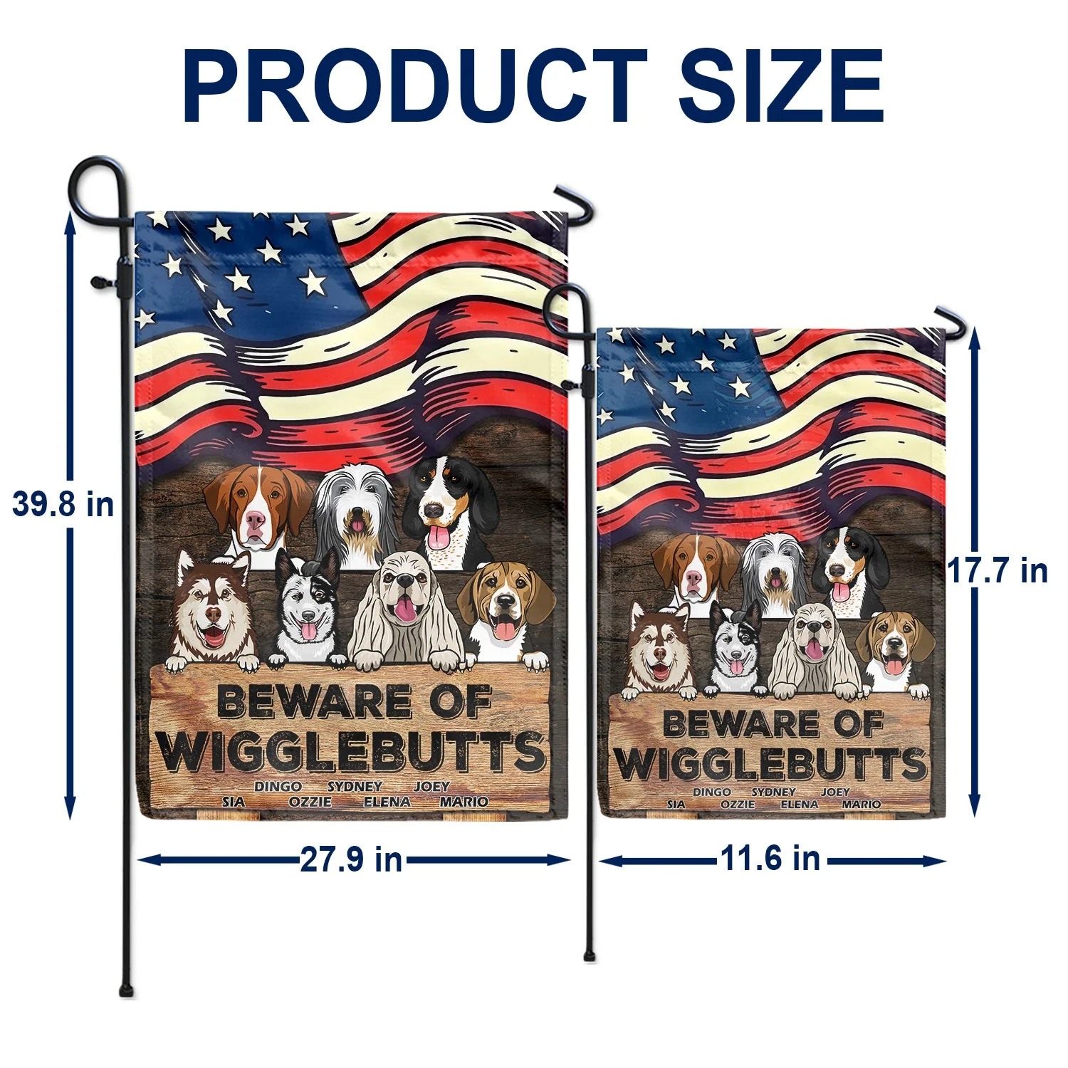 Beware Of Wigglebutt Stars And Stripes - Gift For Dog Lovers - Personalized Custom Flag - Image 5