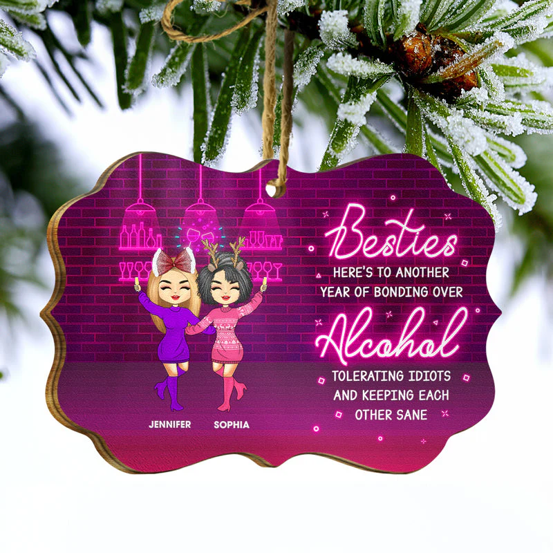 BFF We're Trouble When We're Together - Christmas Gift For Bestie - Personalized Wooden Ornament - Image 3