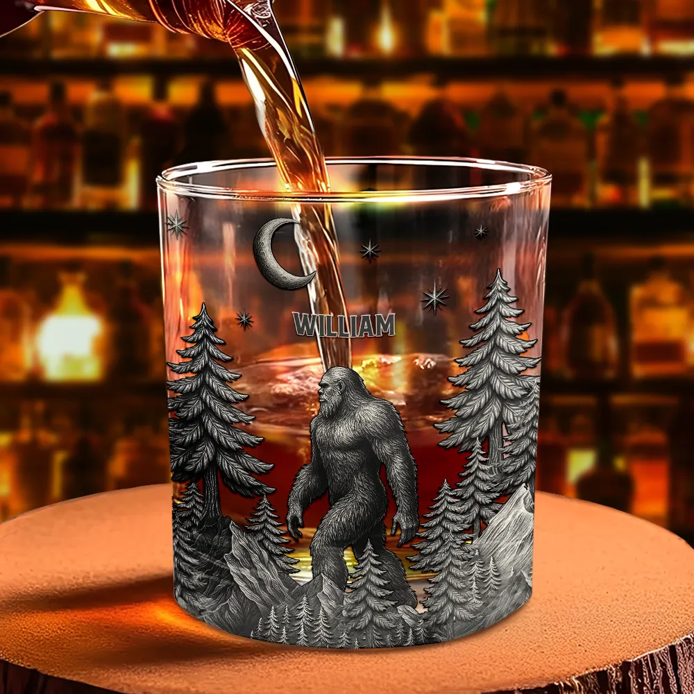 Big Foot Sasquatch Camping - Personalized Whiskey Glass - Image 4