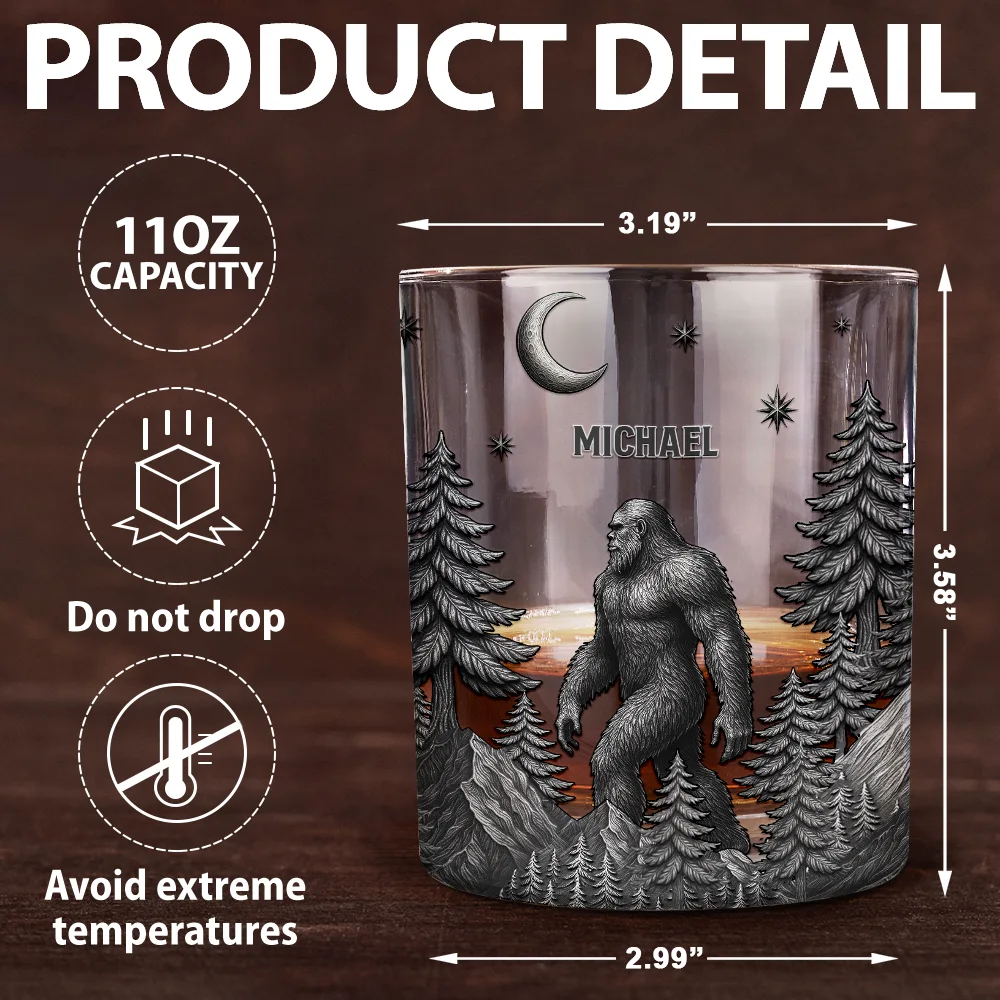Big Foot Sasquatch Camping - Personalized Whiskey Glass - Image 5