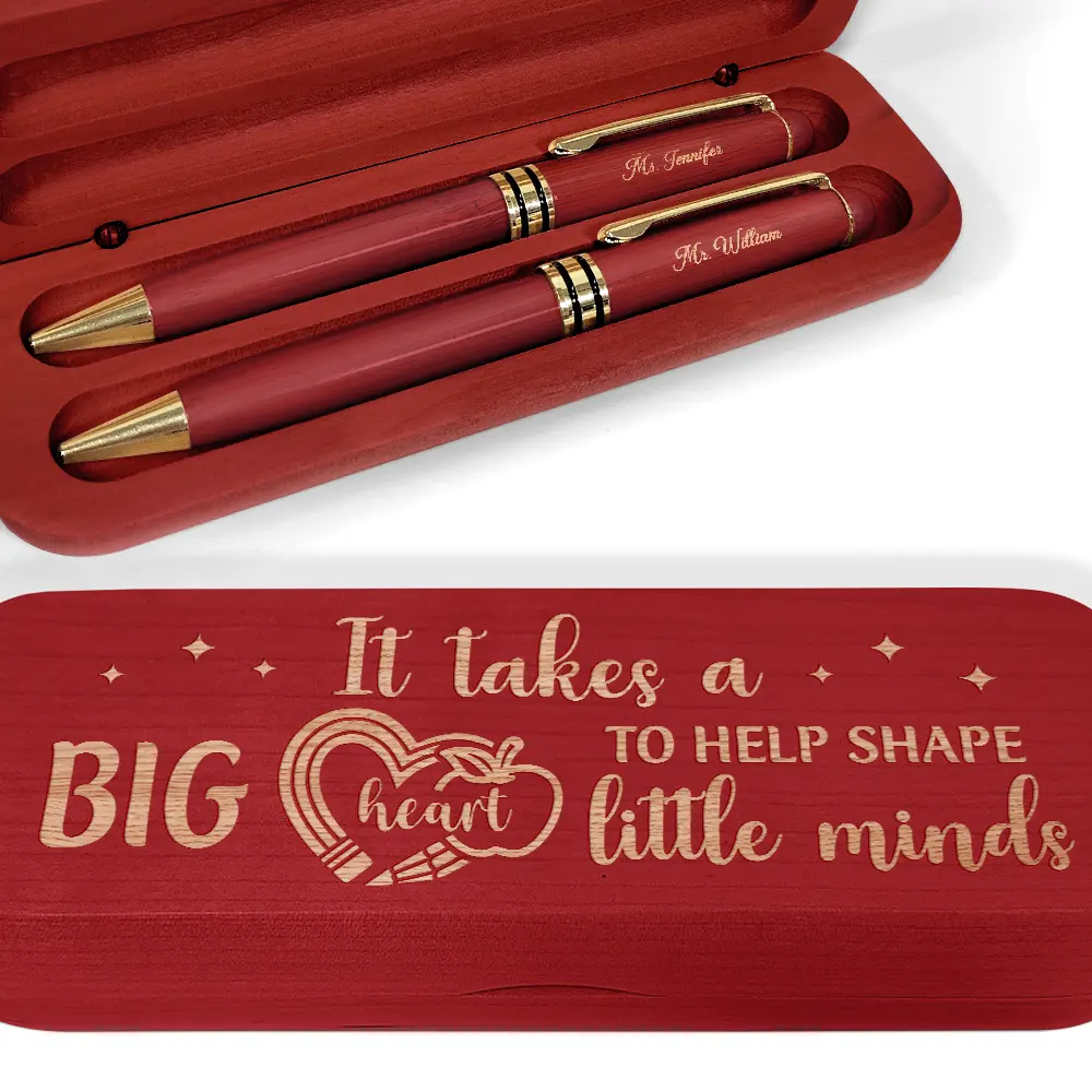 Big Heart To Help Shape Little Minds - Personalized Wooden Pen Set - Image 3