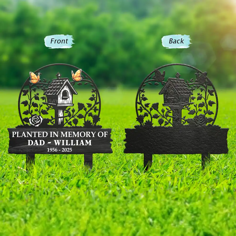 Birdhouse In Loving Memory Of You - Personalized Metal Garden Stake - Image 2