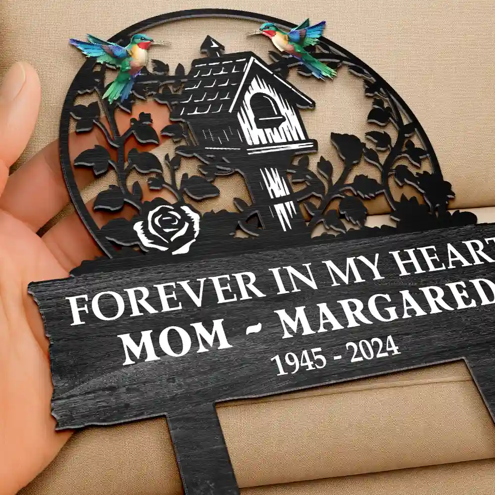 Birdhouse In Loving Memory Of You - Personalized Metal Garden Stake - Image 3