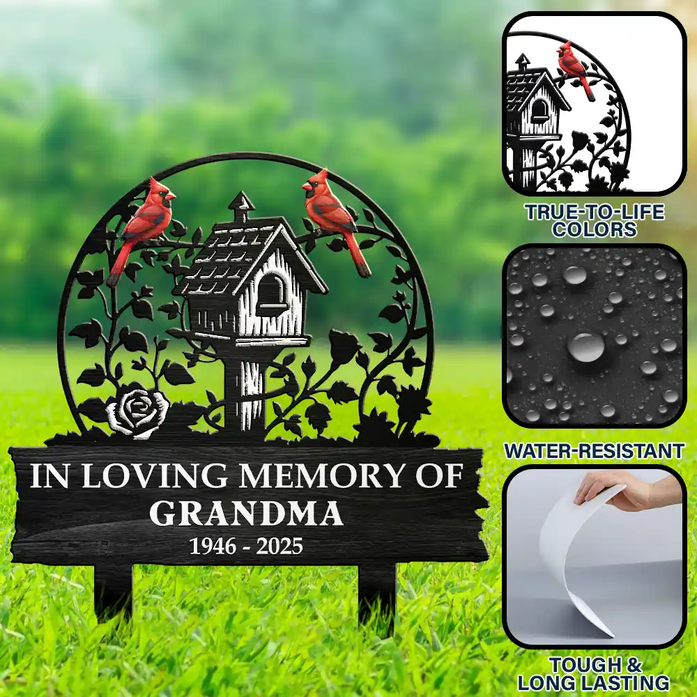Birdhouse In Loving Memory Of You - Personalized Metal Garden Stake - Image 6